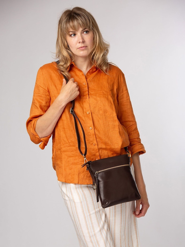 Conkca Cocoa Brown 'Dove' Leather Cross-Body Bag - Image 2 of 6 Conkca Cocoa Brown 'Dove' Leather Cross-Body Bag - Image 2 of 6