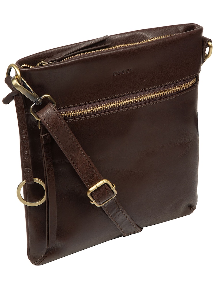 Conkca Cocoa Brown 'Dove' Leather Cross-Body Bag - Image 6 of 6 Conkca Cocoa Brown 'Dove' Leather Cross-Body Bag - Image 6 of 6