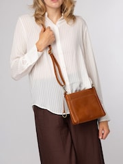 Conkca Tan Brown 'Yew' Leather Cross-Body Bag - Image 1 of 1