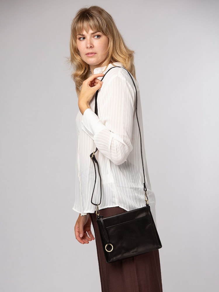 Conkca Black 'Yew' Leather Cross-Body Bag - Image 1 of 6