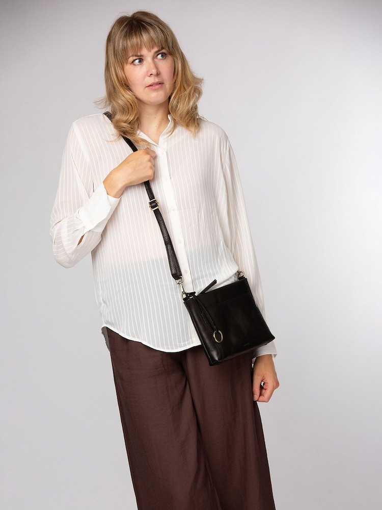 Conkca Black 'Yew' Leather Cross-Body Bag - Image 2 of 6