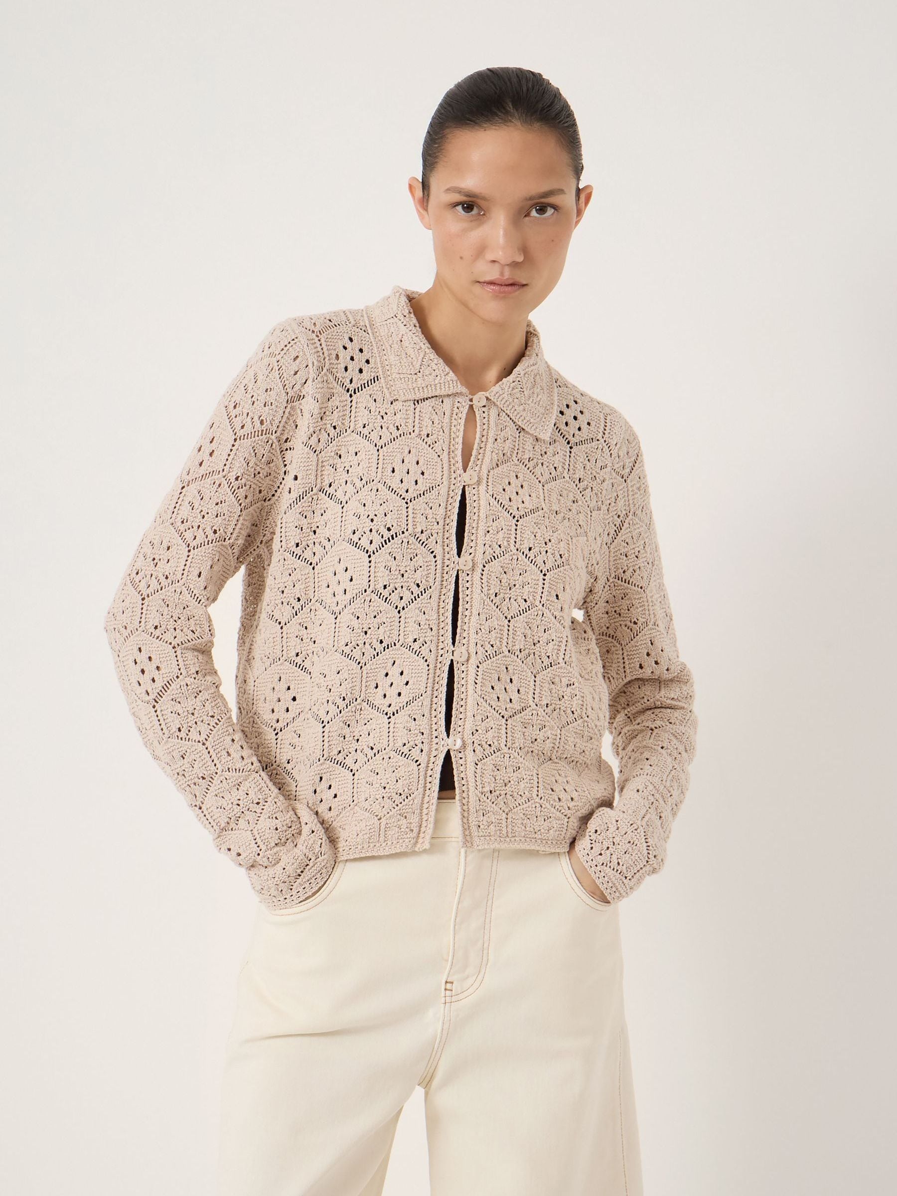 Buy Hush White Crochet Cotton Long Sleeve Cardigan from Next USA