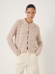 Hush White Crochet Cotton Long Sleeve Cardigan - Image 1 of 5