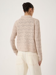 Hush White Crochet Cotton Long Sleeve Cardigan - Image 2 of 5