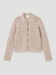 Hush White Crochet Cotton Long Sleeve Cardigan - Image 5 of 5