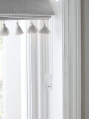 Light Grey Ready Made Blackout Roman Blind Textured Tassel Edge - Image 5 of 8