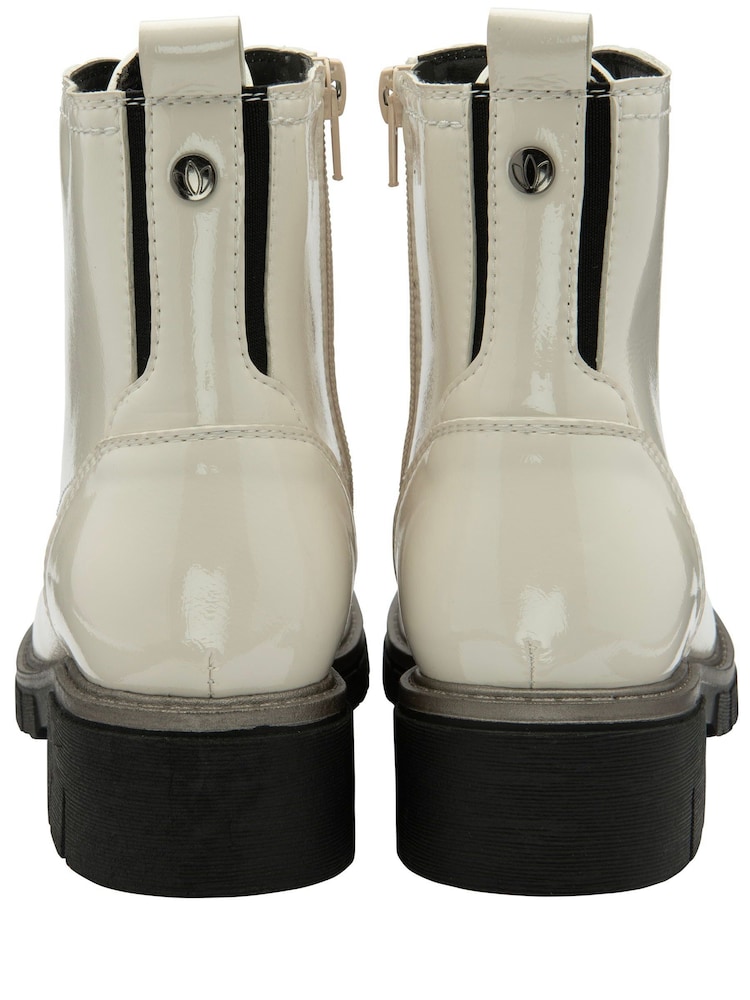 Lotus White Patent Lace-Up Ankle Boots - Image 3 of 4