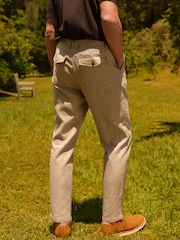 Stone Textured Linen Blend Trousers - Image 3 of 9