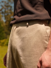 Stone Textured Linen Blend Trousers - Image 4 of 9