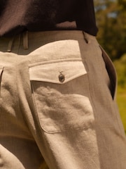 Stone Textured Linen Blend Trousers - Image 5 of 9