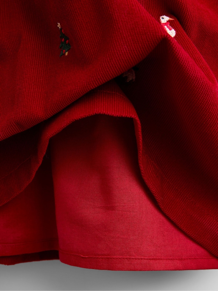 JoJo Maman Bébé Red Christmas Embroidered Cord Dress - Image 4 of 4 JoJo Maman Bébé Red Christmas Embroidered Cord Dress - Image 4 of 4