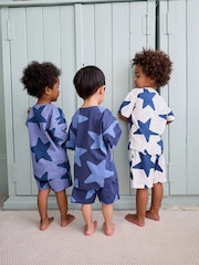 Estrelas azuis marinhas/brancas - Pacote 3 de pijamas curtos (9meses a12anos) - Imagem 2 de 7