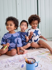 Estrelas azuis marinhas/brancas - Pacote 3 de pijamas curtos (9meses a12anos) - Imagem 3 de 7