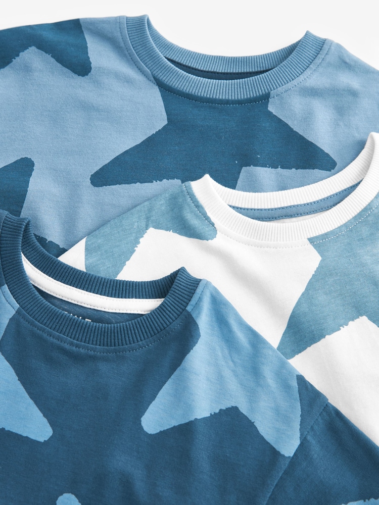Navy Blue/White Stars Short Pyjamas 3 Pack (9mths-12yrs) - Image 6 of 7