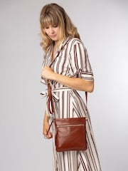 Conkca Brown 'Dove' Leather Cross-Body Bag - Image 1 of 6