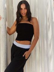 Black Cotton Rich Bandeau Boobtube Top - Image 1 of 5
