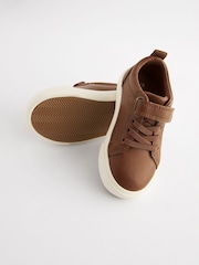 Tan Brown Wide Fit (G) Touch Fastening Elastic Lace Trainers - Image 3 of 5