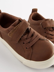 Tan Brown Wide Fit (G) Touch Fastening Elastic Lace Trainers - Image 5 of 5