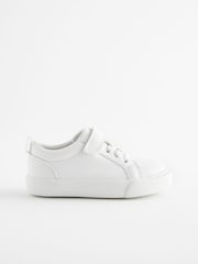 White Wide Fit (G) Touch Fastening Elastic Lace Trainers - Image 2 of 5