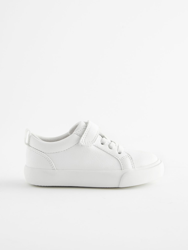 White Wide Fit (G) Touch Fastening Elastic Lace Trainers - Image 2 of 5