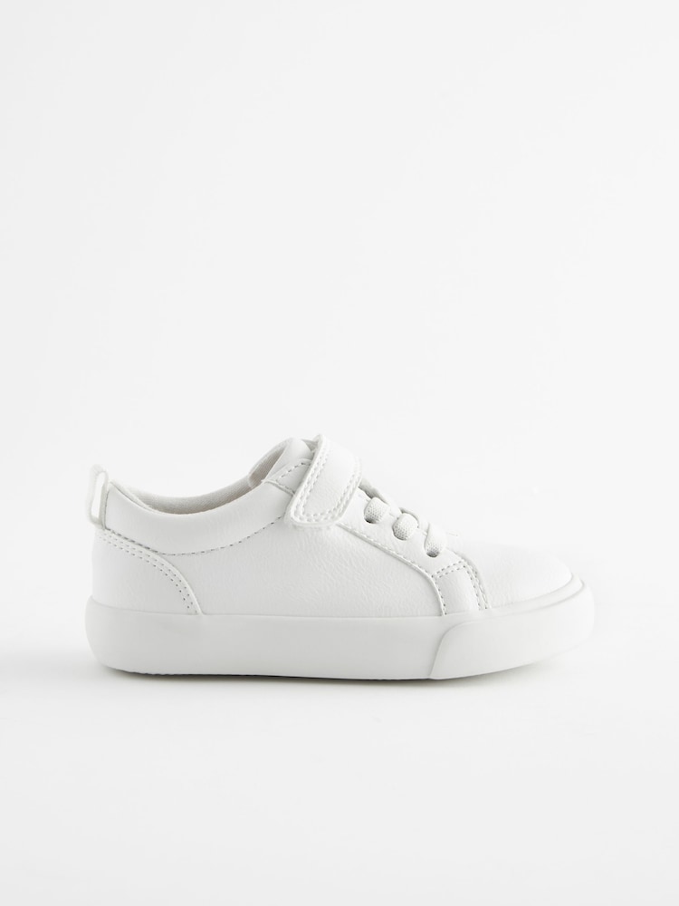 White Standard Fit (F) Touch Fastening Elastic Lace Trainers - Image 2 of 5