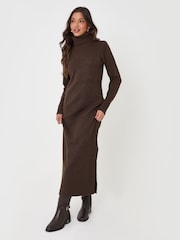 Threadbare Brown Turtle Neck Maxi Jumper Dress - Image 1 of 5