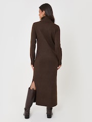 Threadbare Brown Turtle Neck Maxi Jumper Dress - Image 2 of 5