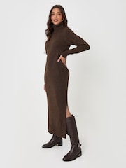 Threadbare Brown Turtle Neck Maxi Jumper Dress - Image 3 of 5
