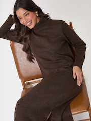 Threadbare Brown Turtle Neck Maxi Jumper Dress - Image 5 of 5