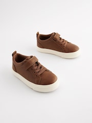 Tan Brown Standard Fit (F) Touch Fastening Elastic Lace Trainers - Image 1 of 5