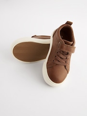 Tan Brown Standard Fit (F) Touch Fastening Elastic Lace Trainers - Image 3 of 5