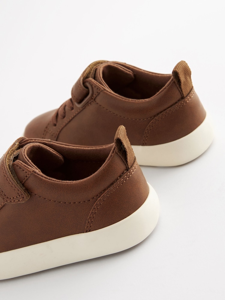 Tan Brown Standard Fit (F) Touch Fastening Elastic Lace Trainers - Image 5 of 5