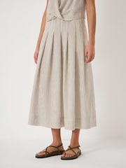 Hush Green Ivy Pleated Stripe Midi Skirt - Image 2 of 6