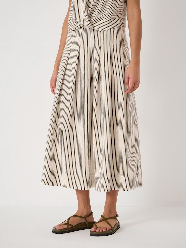Hush Green Ivy Pleated Stripe Midi Skirt - Image 2 of 6