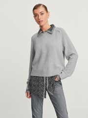 Grey Floral Shirt Layer Jumper - Image 1 of 6