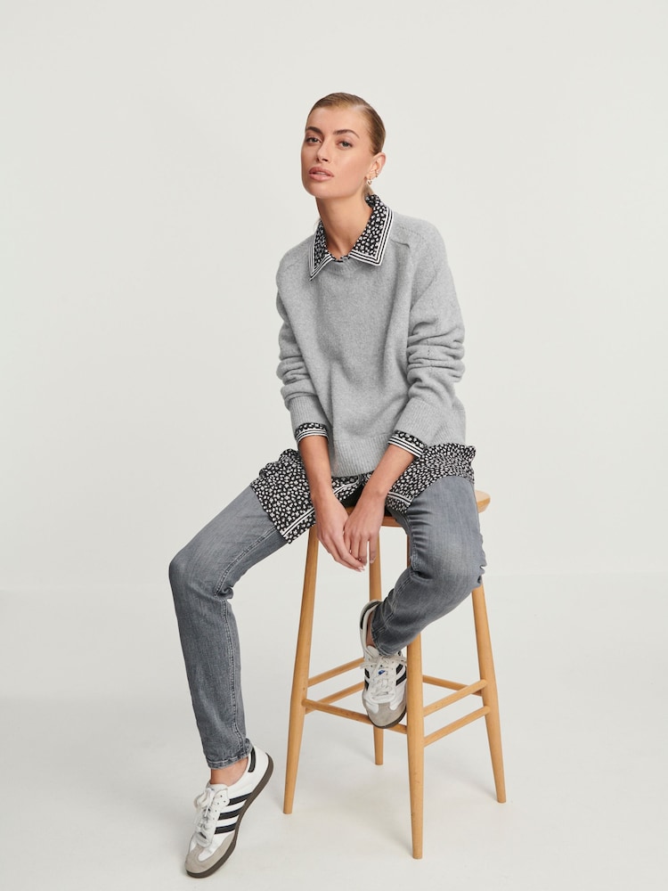 Grey Floral Shirt Layer Jumper - Image 2 of 6