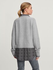 Grey Floral Shirt Layer Jumper - Image 3 of 6