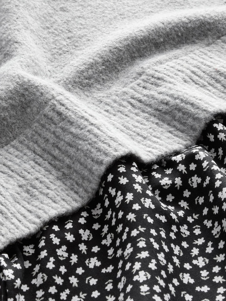 Grey Floral Shirt Layer Jumper - Image 6 of 6 Grey Floral Shirt Layer Jumper - Image 6 of 6