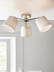 Brushed Chrome Woodstock 3 Light Flush Ceiling Light - Image 1 of 8