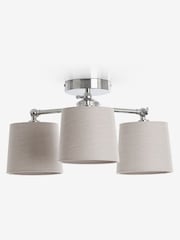Brushed Chrome Woodstock 3 Light Flush Ceiling Light - Image 5 of 8