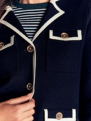 Boden Blue Phoebe Collared Knitted Jacket - Image 2 of 6