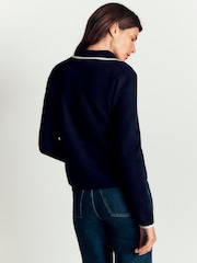 Boden Blue Phoebe Collared Knitted Jacket - Image 3 of 6