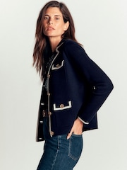 Boden Blue Phoebe Collared Knitted Jacket - Image 4 of 6