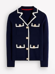 Boden Blue Phoebe Collared Knitted Jacket - Image 5 of 6