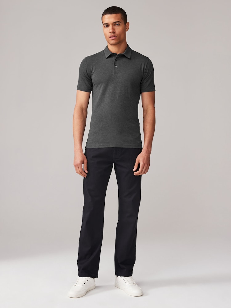 Weiß/Grau/Schwarz - Muskuläre Passform - Kurzärmlige Jersey-Polo-Shirts 3er-Pack - Image 3 of 9