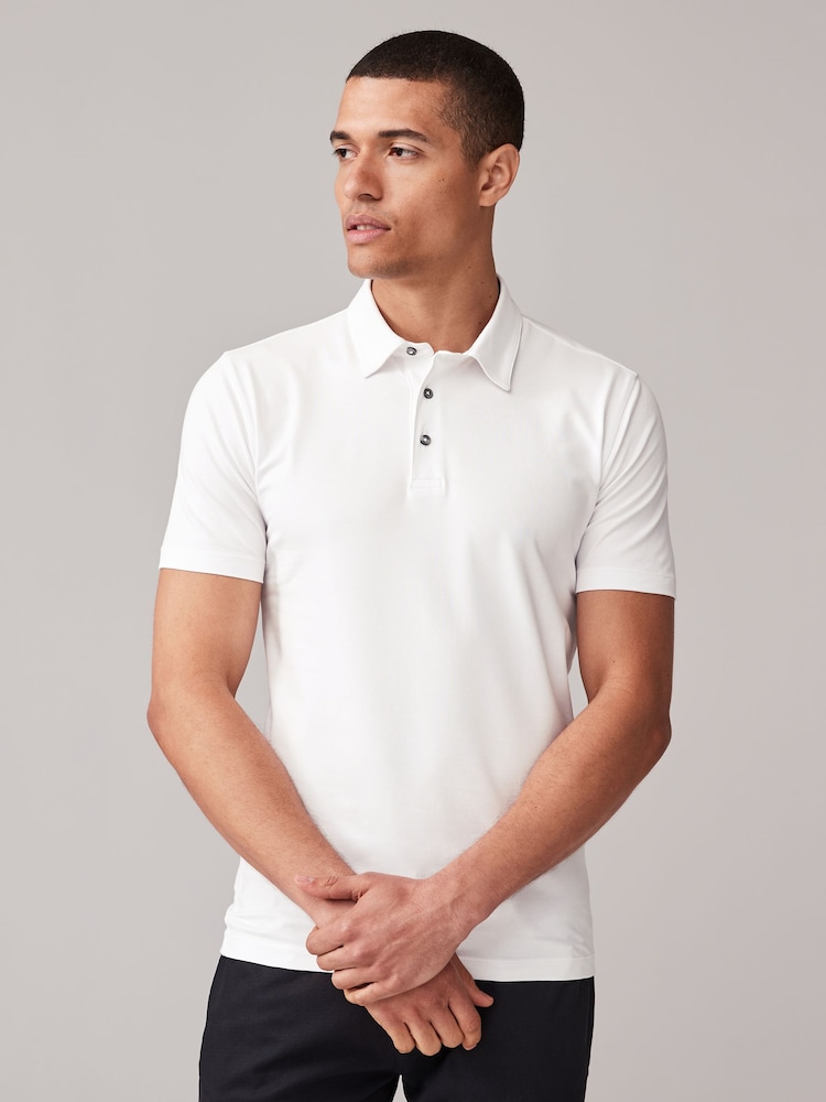 Weiß/Grau/Schwarz - Muskuläre Passform - Kurzärmlige Jersey-Polo-Shirts 3er-Pack - Image 4 of 9