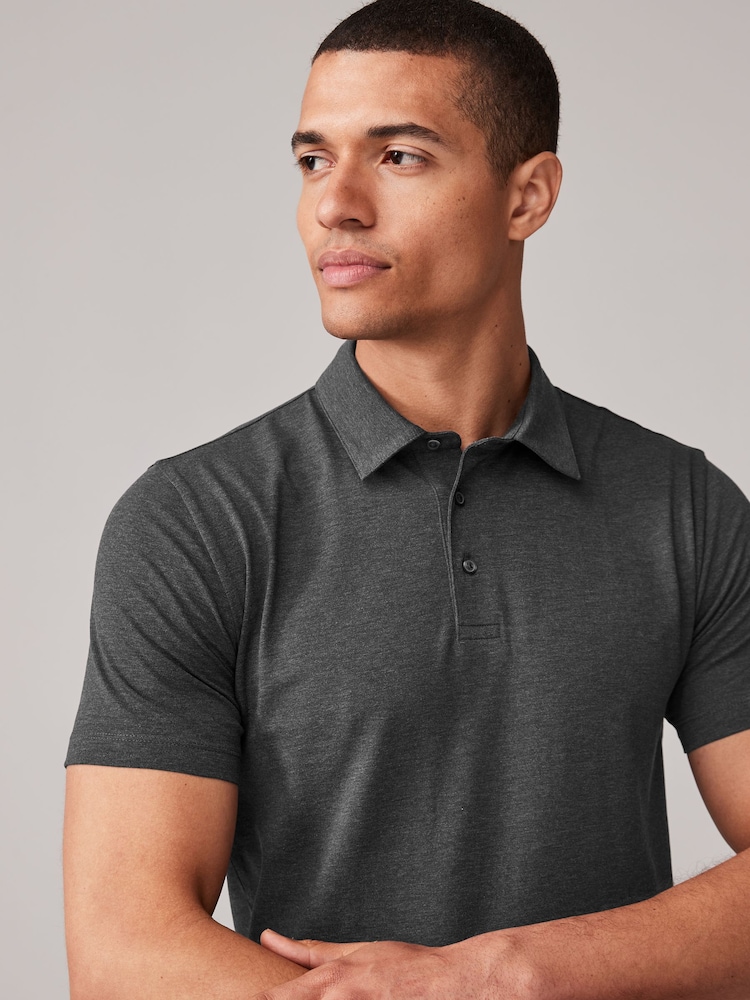 Weiß/Grau/Schwarz - Muskuläre Passform - Kurzärmlige Jersey-Polo-Shirts 3er-Pack - Image 7 of 9