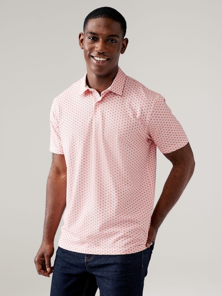 Blues/Green/White/Pink Print Regular Fit Regular Fit Short Sleeve Jersey Polo Shirts 5 Pack - Image 2 of 17