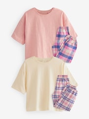 Pink/Blue Woven Check Pyjamas 2 Pack (3-16yrs) - Image 1 of 5