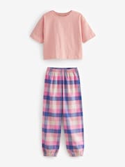 Pink/Blue Woven Check Pyjamas 2 Pack (3-16yrs) - Image 2 of 5